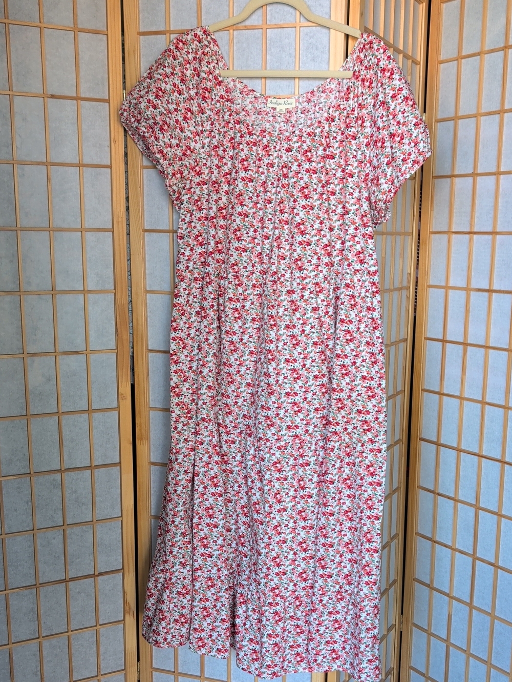 Red Floral Maxi Dress with Scoop Neck - Comfort Fit By Indigo Rose Cool Cotton